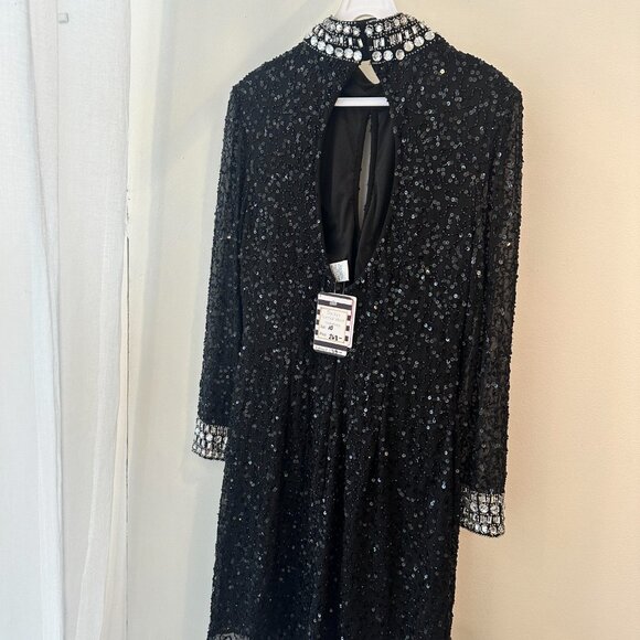 Black sequin & beaded homecoming short formal dress - Picture 4 of 4